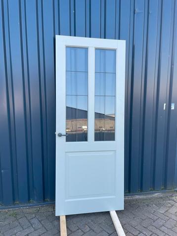 Houten Binnendeur met Glas in Lood 93x231,5cm Incl. Beslag  beschikbaar voor biedingen