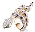 Dames stalen met goud verguld Slang ring met zirkonen, 18 tot 19, IJzer of Staal, Nieuw, Ophalen of Verzenden