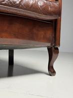 Gebruikte fauteuil leder klassiek, Huis en Inrichting, Fauteuils, Ophalen, Zo goed als nieuw, 75 tot 100 cm