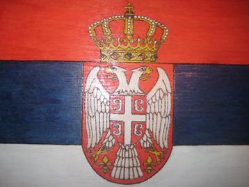 pyrografie Creamar houten wandbord tekening vlag Servië beschikbaar voor biedingen