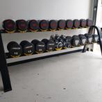 Nieuwe pu dumbells 5 kilo tot 36 kilo + dumbells opberg rek, Ophalen, Zo goed als nieuw, Dumbbell