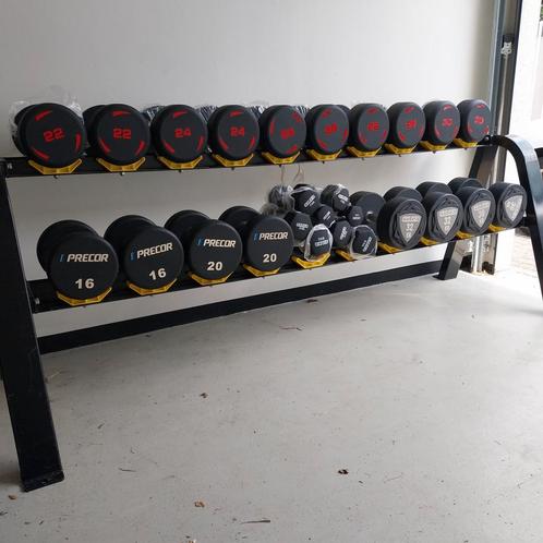 Nieuwe pu dumbells 5 kilo tot 36 kilo + dumbells opberg rek, Sport en Fitness, Fitnessmaterialen, Zo goed als nieuw, Dumbbell