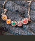 Ketting 5 gekleurde stenen, Sieraden, Tassen en Uiterlijk, Verzenden, Nieuw, Zilver, Met hanger