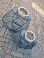 Set van 2 metalen windlichten, Huis en Inrichting, Woonaccessoires | Kandelaars en Kaarsen, Bruin, Ophalen of Verzenden, Zo goed als nieuw
