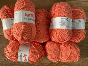 7 bollen Katia oranje haakgaren katoen/acyjl beschikbaar voor biedingen