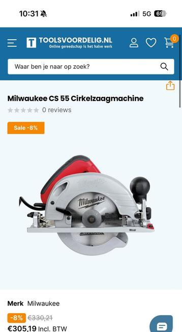 Milwaukee CS 55 Cirkelzaagmachine - inclusief originele doos beschikbaar voor biedingen