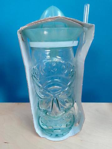Cocktailset: 0,5 l glas met gezicht met citruspers en rietje beschikbaar voor biedingen
