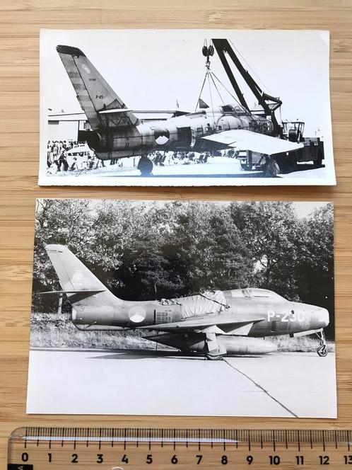 2x Foto Republic F-84 Thunderstreak Vliegtuig KLU Luchtvaart, Verzamelen, Luchtvaart en Vliegtuigspotten, Zo goed als nieuw, Kaart, Foto of Prent