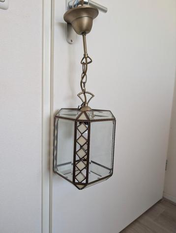 Mooie Hang lamp geslepen glas en steentje  beschikbaar voor biedingen
