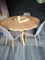 Uitklapbare eiken eettafel rond 120/ovaal 150, Huis en Inrichting, Tafels | Eettafels, Ophalen, Rond, 100 tot 150 cm, 100 tot 150 cm