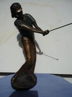 Fraai puntgaaf antiek brons beeld van een golfer, Antiek en Kunst, Verzenden, Brons
