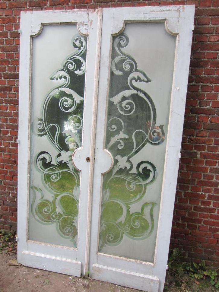 222hx136br Decoratieve deuren met speciaal glas/spiegels, Antiek en Kunst, Antiek | Overige Antiek, Ophalen