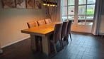 Mooie houten eettafel 1.00 x 2.21 met 6 stoelen, Huis en Inrichting, Tafels | Eettafels, Ophalen, Gebruikt, 100 tot 150 cm, 200 cm of meer