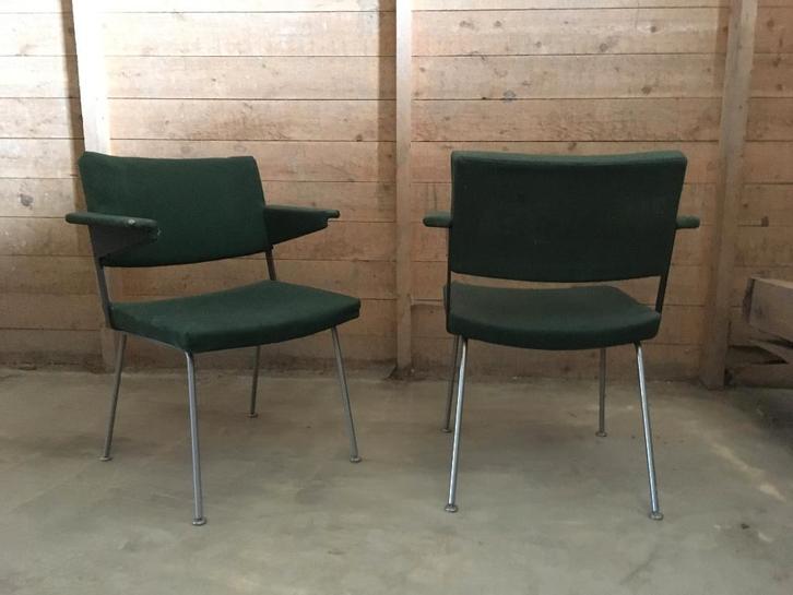 Gispen fauteuils M1 2x (design: Cordemeyer), Huis en Inrichting, Fauteuils, Gebruikt, Metaal, Stof, 50 tot 75 cm, 75 tot 100 cm