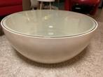 Moderne witte salontafel met glazen blad - 80 cm, Ophalen, Gebruikt, Rond, 50 tot 100 cm