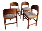 4 vintage deense teak eetkamer stoelen / chairs, Ophalen, Zo goed als nieuw, Bruin, Vier
