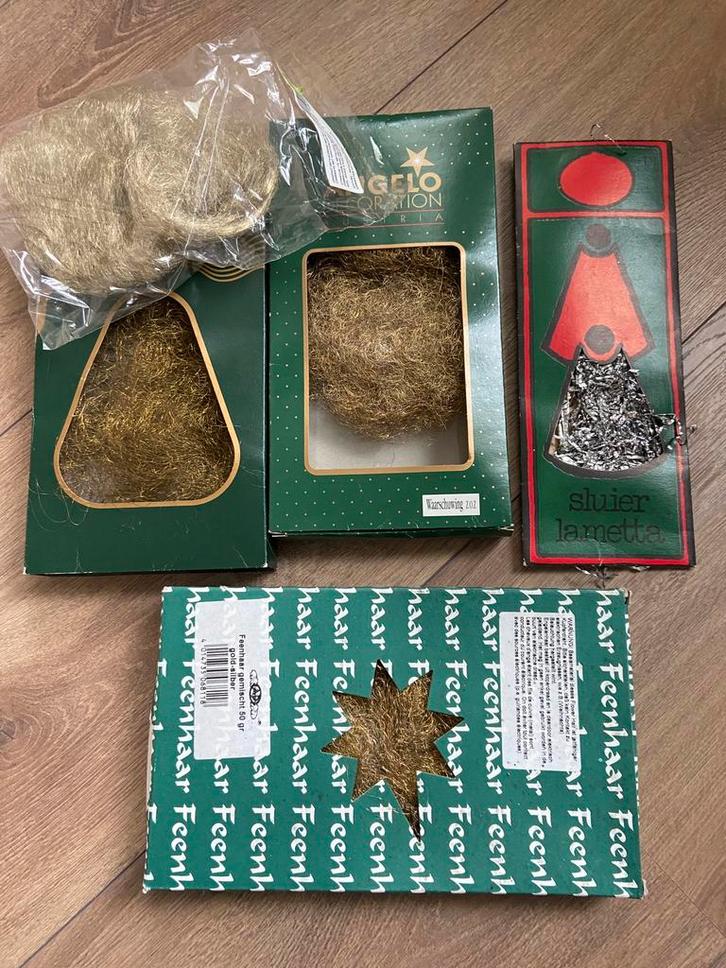 Nostalgische oude kerstversiering lametta gouddraad knutsel, Diversen, Kerst, Zo goed als nieuw, Ophalen of Verzenden
