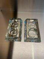 Vintage 80ies iceglass waxinelicht houders, Ophalen of Verzenden, Zo goed als nieuw, Glas of Kopje