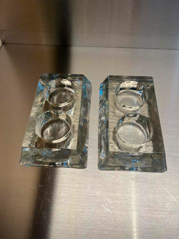 Vintage 80ies iceglass waxinelicht houders beschikbaar voor biedingen