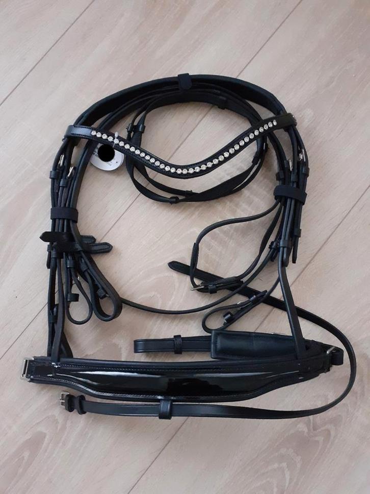 Nwe Profi-Rider hoofdstel met anatomisch lak neusriem, full, Dieren en Toebehoren, Paarden en Pony's | Hoofdstellen en Tuigage