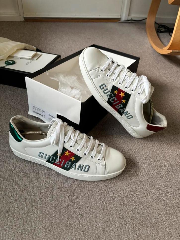 Gucci Ace “Gucci Band” Maat 43, Kleding | Heren, Schoenen, Zo goed als nieuw, Sneakers of Gympen, Wit, Ophalen of Verzenden