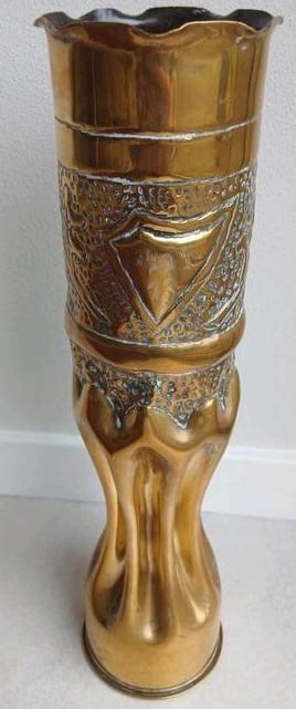 Originele zeldzame 75mm WO1 trench art huls, Verzamelen, Militaria | Algemeen, Landmacht, Hulzen of Bodemvondsten, Ophalen of Verzenden