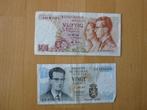 Twee Belgische bankbiljetten, vijftig en twintig Frank, Postzegels en Munten, Bankbiljetten | België, Ophalen of Verzenden, Los biljet