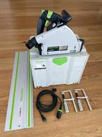 Festool TS 55 REBQ met geleiderail en accessoires, Ophalen of Verzenden, Zo goed als nieuw, 1200 watt of meer, 30 tot 70 mm