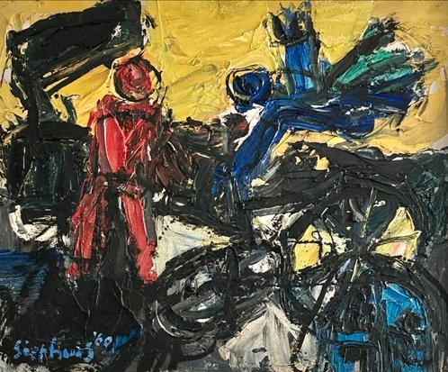 Jan Sierhuis - Verkeersongeluk - Abstract Schilderij, Antiek en Kunst, Kunst | Schilderijen | Abstract, Ophalen of Verzenden