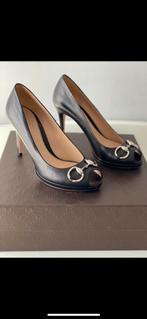Gucci Pumps Zwart Horsebit Peep Toe Leer Maat 37,5, Pumps, Zwart, Ophalen of Verzenden, Gucci