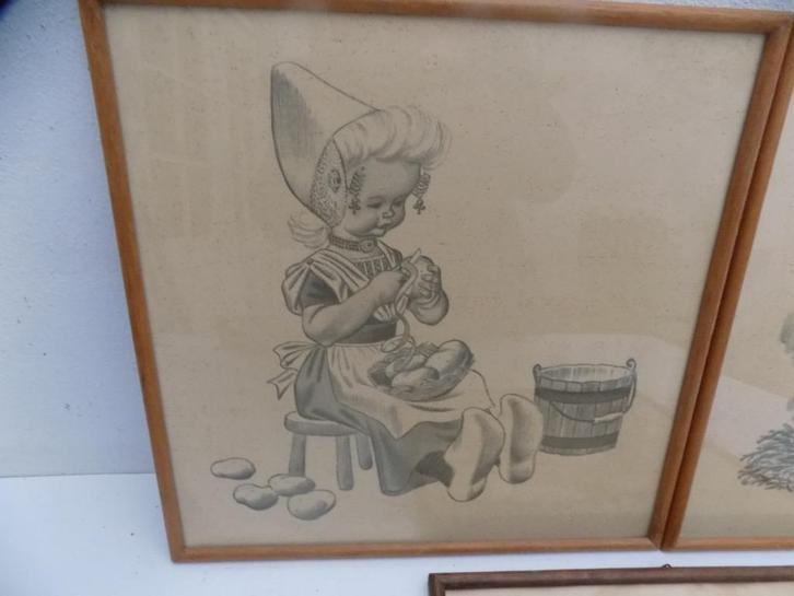 wanddecoratie afbeelding drie eten kinderen boer en boerin, Antiek en Kunst, Curiosa en Brocante, Ophalen of Verzenden
