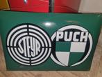 Puch steyr echt groot emaille bord 60 x 40 cm, Ophalen of Verzenden, Zo goed als nieuw, Reclamebord