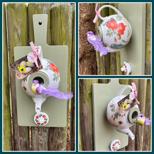 Cadeautip! NBC Bloemenprint Broodplank Theepot Vogelhuisje, Tuin en Terras, Vogelhuisjes en Vogelbaden, Nieuw, Ophalen of Verzenden