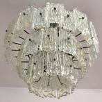 XL ijsglas kroonluchter design Kalmar mid century vintage, Ophalen of Verzenden, Gebruikt, Glas