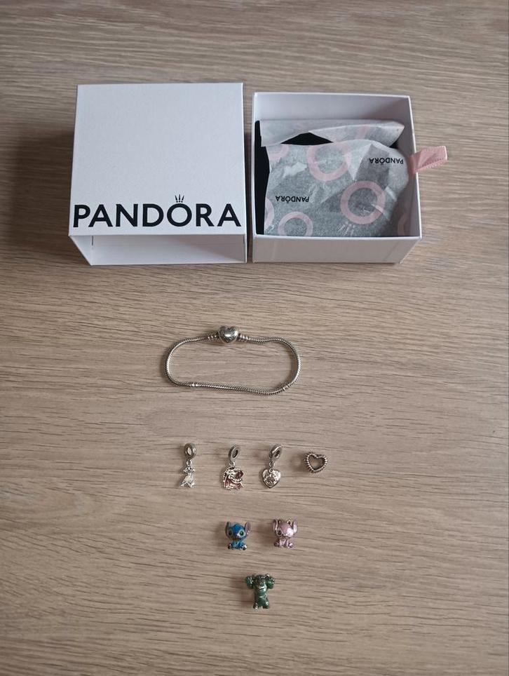 Pandora armband 19 cm met bedels, Sieraden, Tassen en Uiterlijk, Armbanden, Zo goed als nieuw, Zilver, Zilver, Ophalen of Verzenden