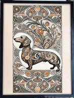 [Kunst Poster in Frame] Dachshund Teckel Stl Alphonse Mucha, Verzenden, Nieuw, A1 t/m A3, Film en Tv