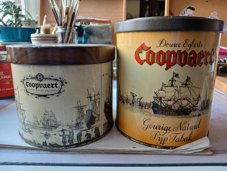 Vintage DE Coopvaart Pijptabak Blikken leeg, Verzamelen, Rookartikelen, Aanstekers en Luciferdoosjes, Gebruikt, Ophalen of Verzenden