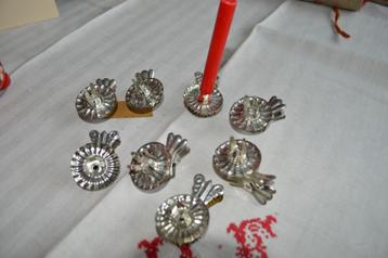 8 Zweedse ongebruikte  metalen kerstboom kaarshouders   beschikbaar voor biedingen