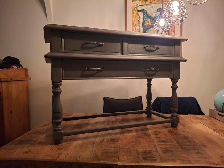 Vintage, Sidetable - Grijs, Huis en Inrichting, Tafels | Sidetables, Gebruikt, 25 tot 50 cm, 50 tot 100 cm, Rechthoekig, Overige houtsoorten