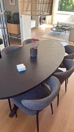 Karwei eetkamerstoelen Cato grijs met zwart set 6 stuks, Huis en Inrichting, Ophalen, Zo goed als nieuw, Grijs, Vijf, Zes of meer stoelen