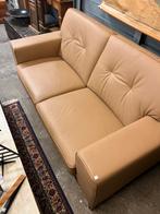 Beige tweezits leren bank, Ophalen, ., Tweepersoons, 75 tot 100 cm