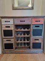 Vakkenkastje met wijnrek voor 16 flessen, Huis en Inrichting, Gebruikt, 15 tot 25 flessen, Ophalen of Verzenden, 75 cm of meer