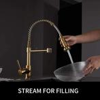 Keukenkraan Spoelkraan Industrieel Flexibel GOUD | Zwart, Nieuw, Minder dan 100 cm, Zwart, 25 tot 50 cm