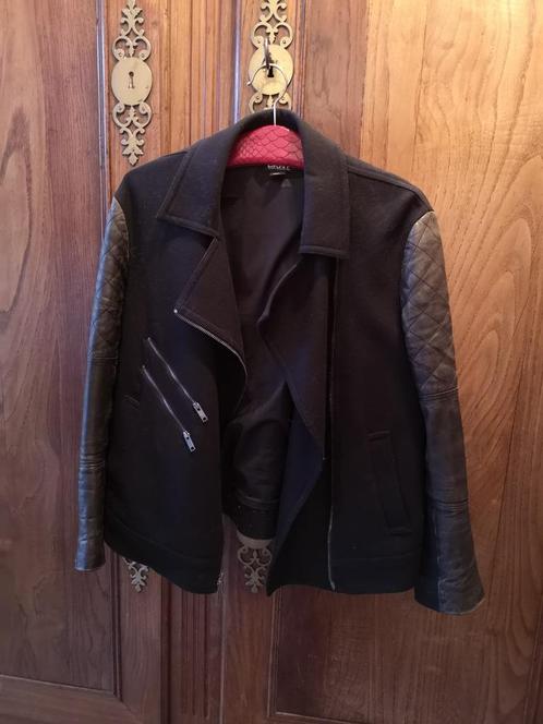Jas DKNY Medium stof/leer zwart lente herfst, Kleding | Dames, Jassen | Winter, Gedragen, Maat 38/40 (M), Zwart, Ophalen of Verzenden