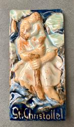 Keramiek plaquette van Sint Christoffel, Ophalen of Verzenden, Zo goed als nieuw, Christendom | Katholiek