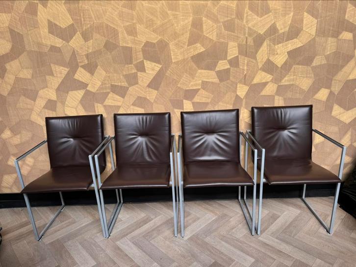 4x arco frame bruin, Huis en Inrichting, Stoelen, Zo goed als nieuw, Leer, Bruin, Ophalen of Verzenden
