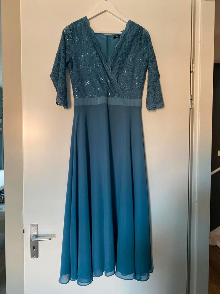Elegante Feestjurk, Kleding | Dames, Gelegenheidskleding, Zo goed als nieuw, Galajurk, Maat 38/40 (M), Blauw, Ophalen of Verzenden