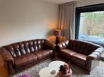 Vintage Chesterfield Banken - 2 en 3 zits - Bruinkleurig, Huis en Inrichting, Banken | Bankstellen, Gebruikt, Tweepersoons, Ophalen of Verzenden