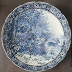 Groot Delfts Blauw Wandbord met Hert, Ophalen of Verzenden