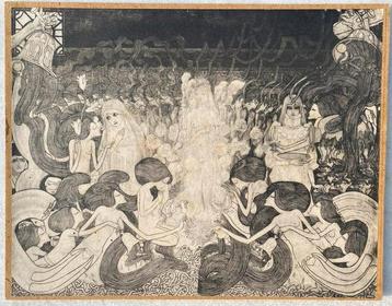 Antieke Jan Toorop print - De Drie Bruiden- 1893 art nouveau beschikbaar voor biedingen